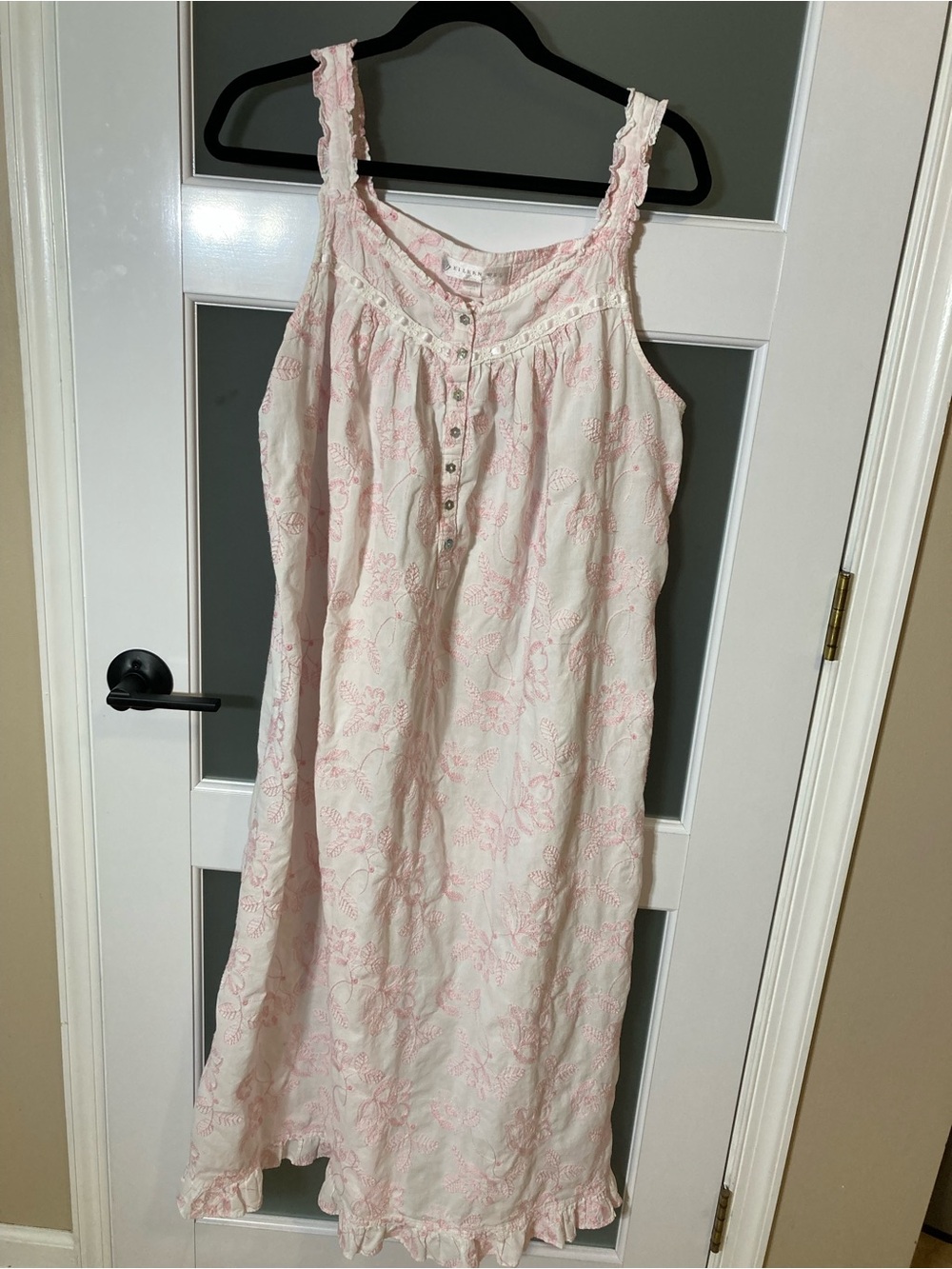 Eileen West Pink Cotton Nightgown Tonal Pink Embroidery 2014 - L - 2 faint spots